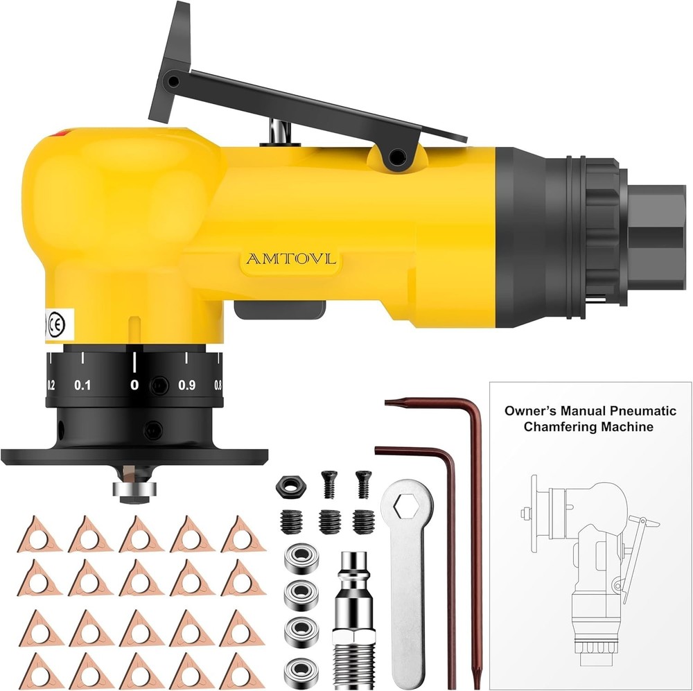 Pneumatic Chamfering Tool - Mini Air Chamfer Tool with 10 C-Angle & 10 R-Angl...
