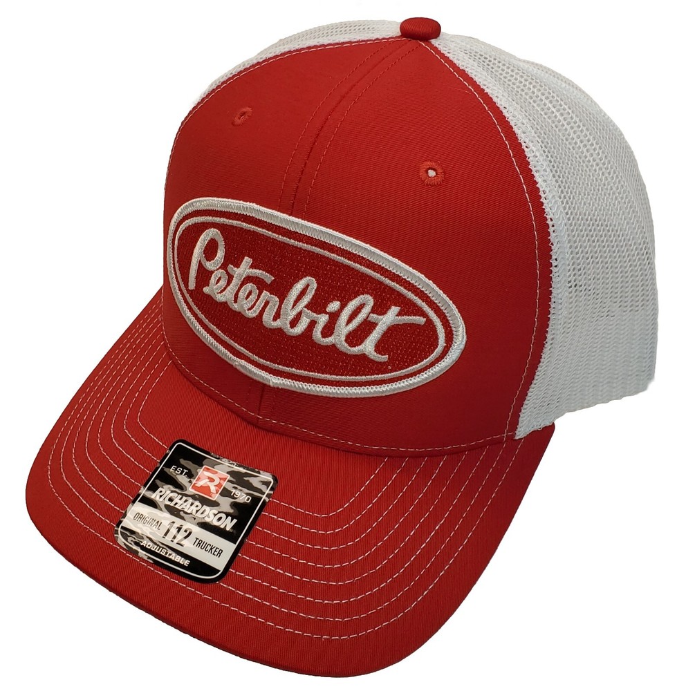 Peterbilt Red Patch on Richardson 112 Trucker Hat Snapback Red/White