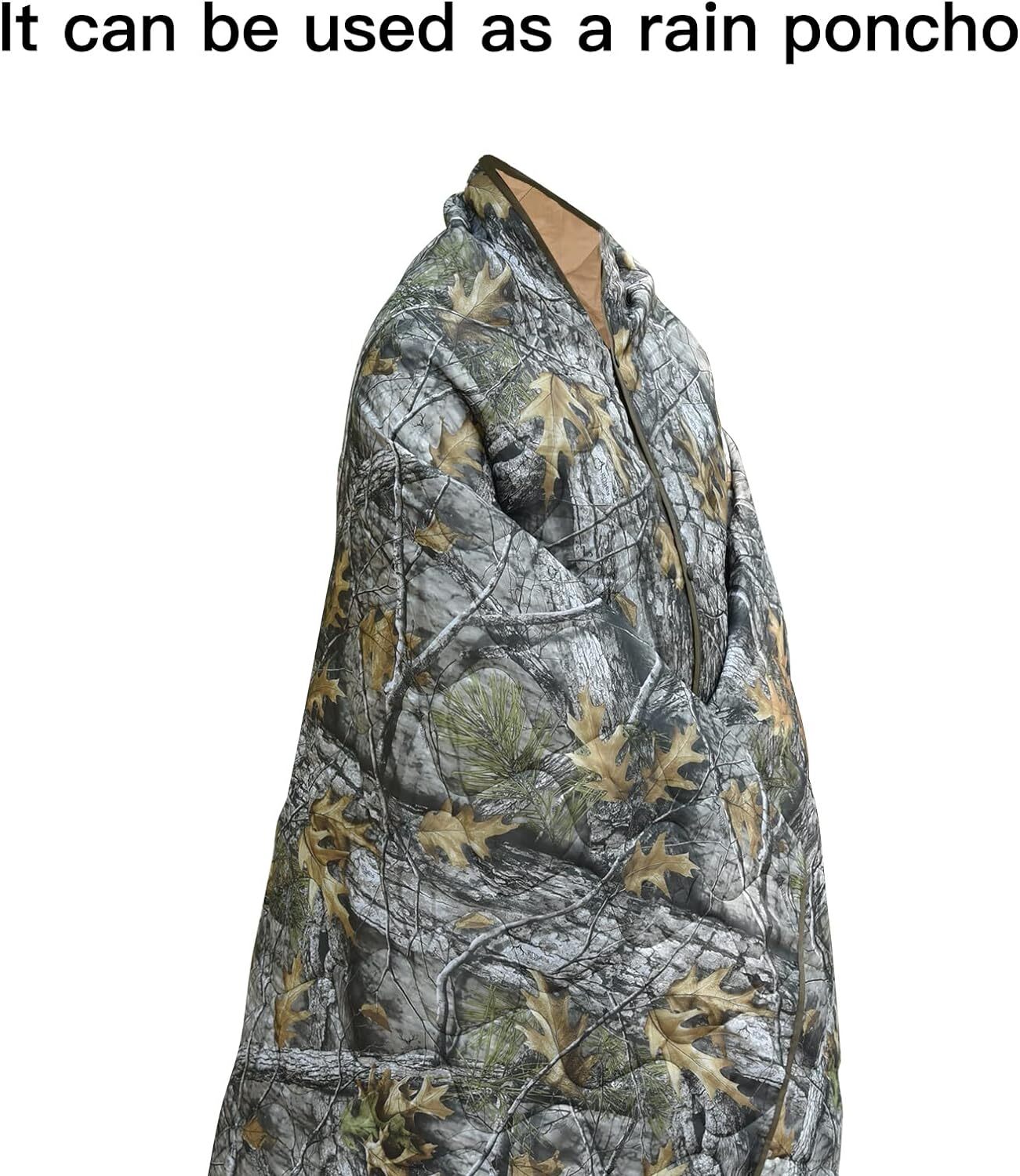 Camo Woobie Blanket Waterproof Poncho Liner for Outdoor Camping, Hiking, Hunting