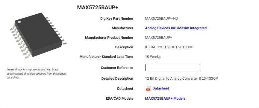 Maxim Integrated MAX57525BAUP+ 12Bit DAC