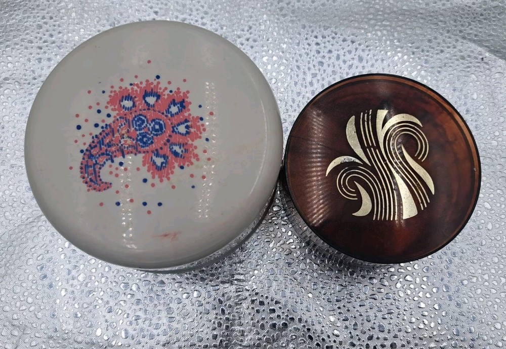 Vtg Interlude Dusting Powder  Corn Silk Micron Tortoiseshell Containers Set 2