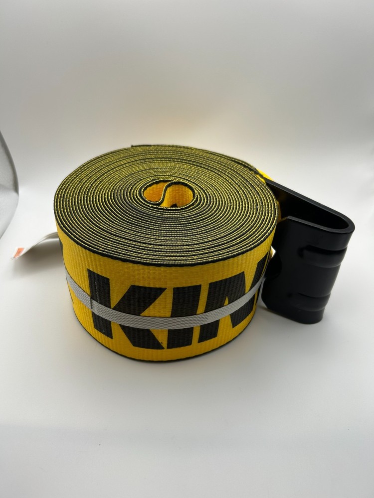 Qty 2 Kinedyne 4" x 27' Winch Straps w/ flat hook, Flatbed Tie Down Strap