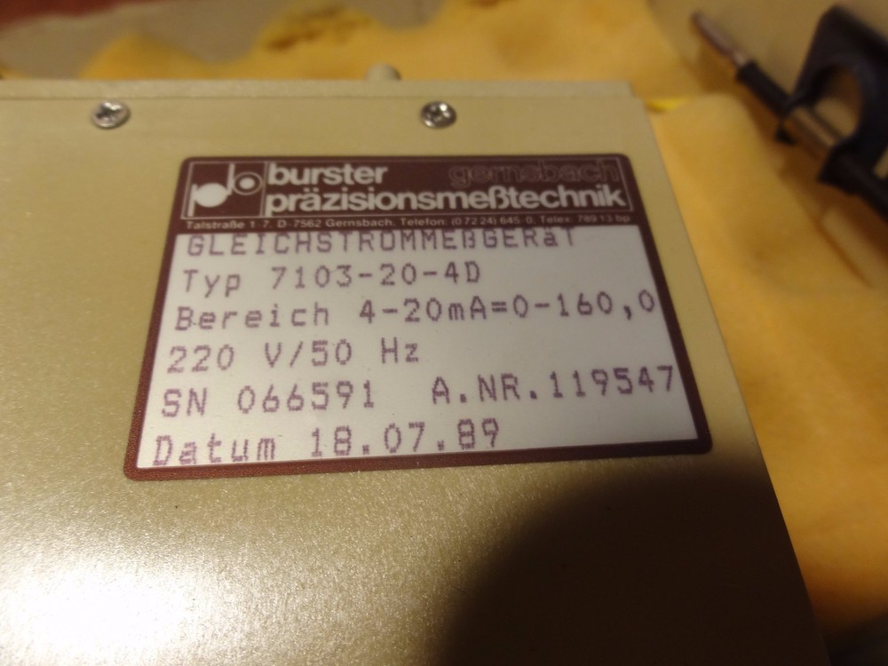 Burster direct current meter typ 7103-20-4D 220V