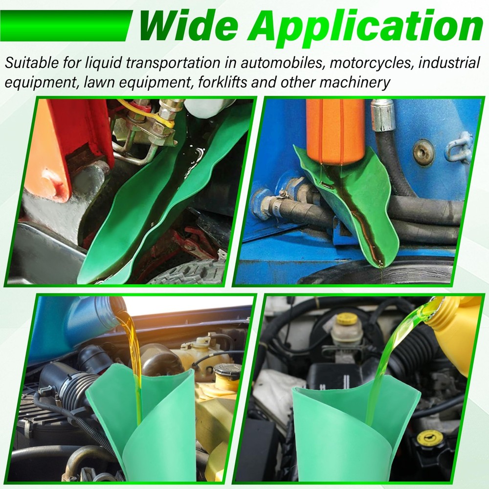 Flexible Oil Funnel set Multi-Purpose Reusable Draining Tool Green