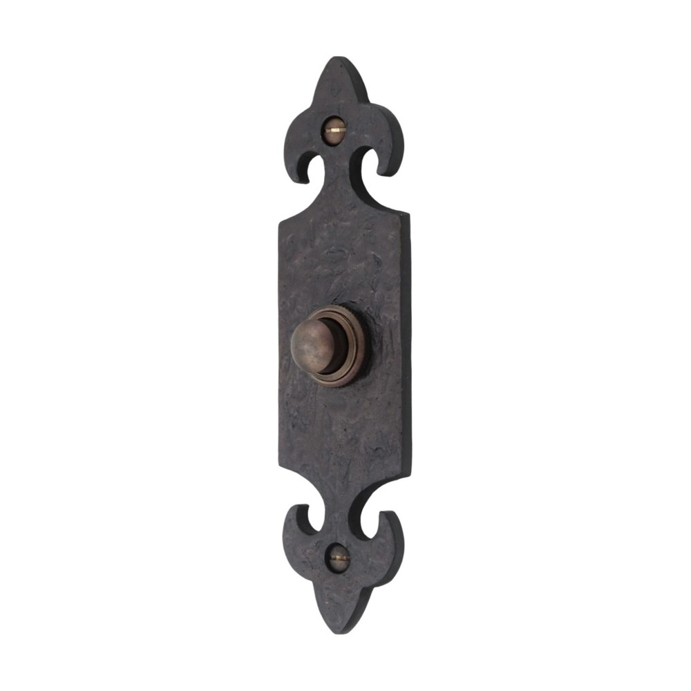 Solid Brass Fleur De Lis Doorbell with Rough Hammered Texture Bronze Finish