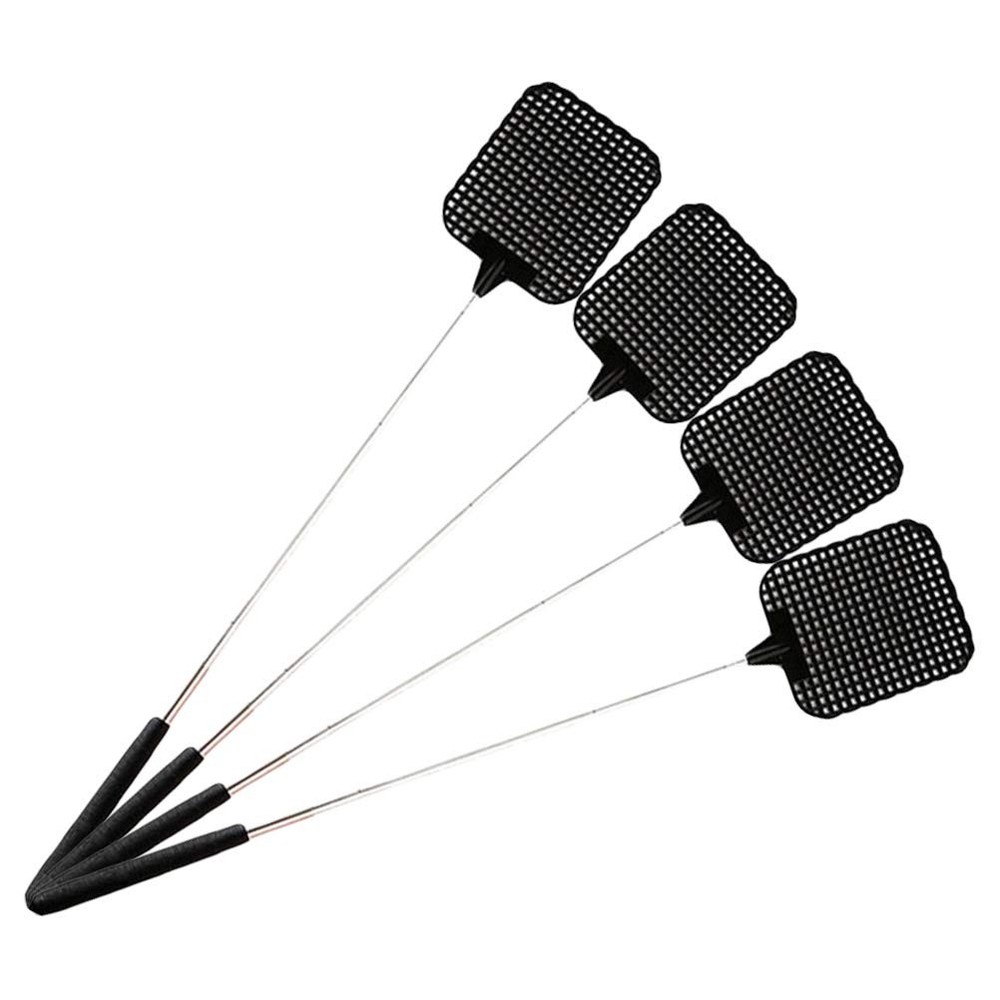 Telescopic Fly Swatter, 4 PCS Plastic Extendable Black