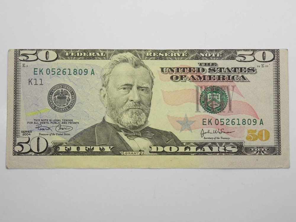 Miscut Error Banknote Series 2004 $50 Federal Reserve Note