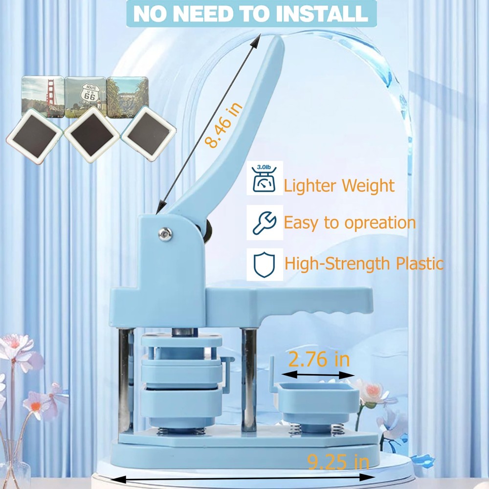 Square-Shaped Button Maker Machine,50mm/1.97 inch Square Fridge Magnet Maker ...