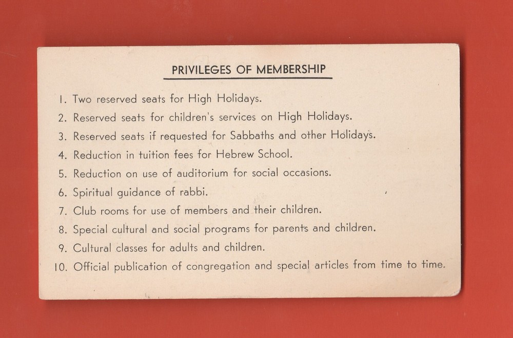 VINTAGE CONGREGATION BETH EI APPLICATION FOR MEMBERSHIP