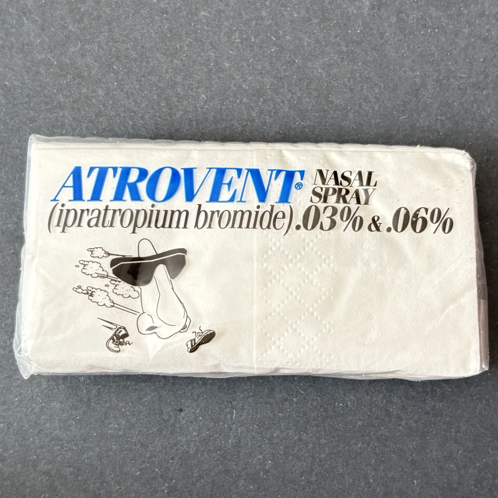 Vintage Atrovent Pocket Pack Tissue Pharmaceutical Promo Anthropomorphic Nose