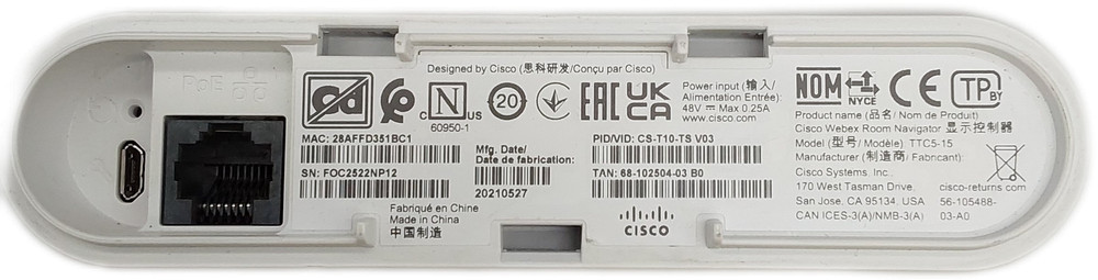 Cisco TTC5-15 Webex Room Navigator