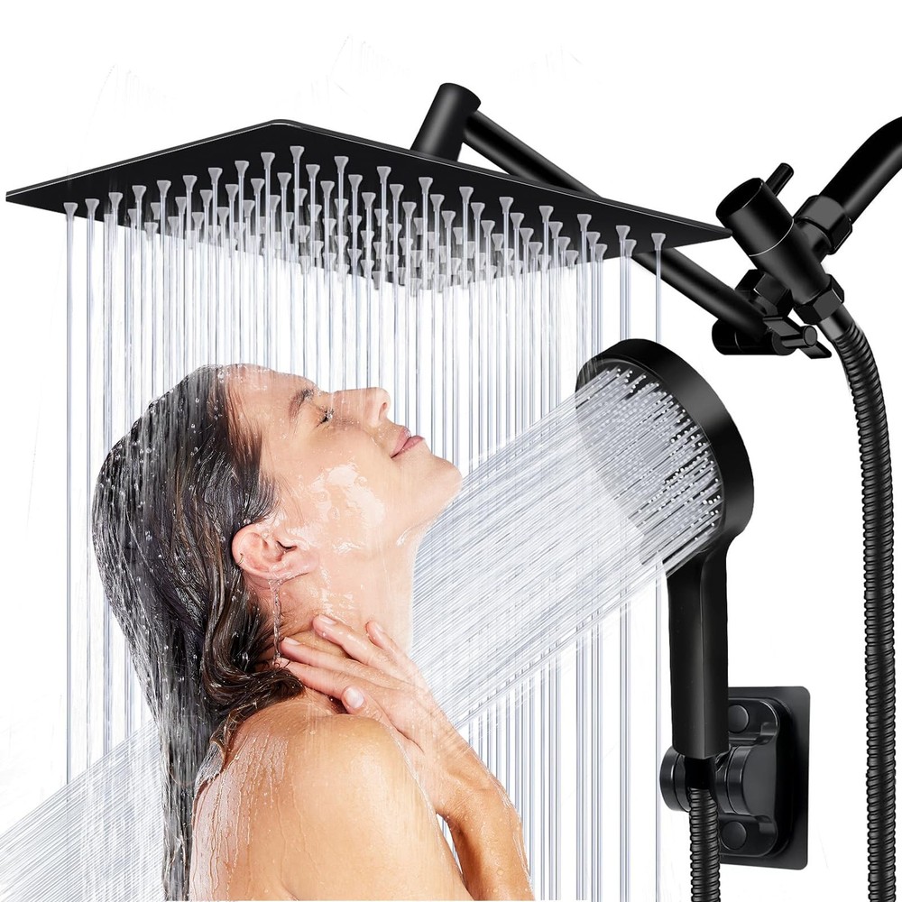 8" Multifunction High Pressure Rain Shower Head & Handheld Spray Combo, Matte Bl