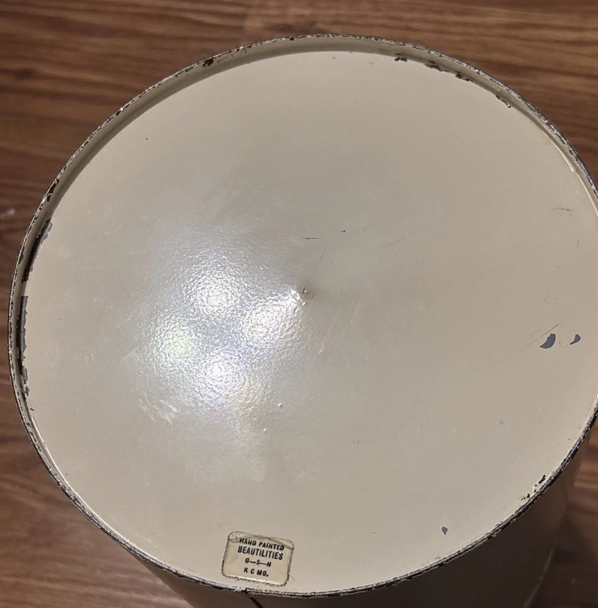 Vintage MCM Art Deco Metal Trash Can Made 1940’s -1960’s- GSN In Missouri RARE