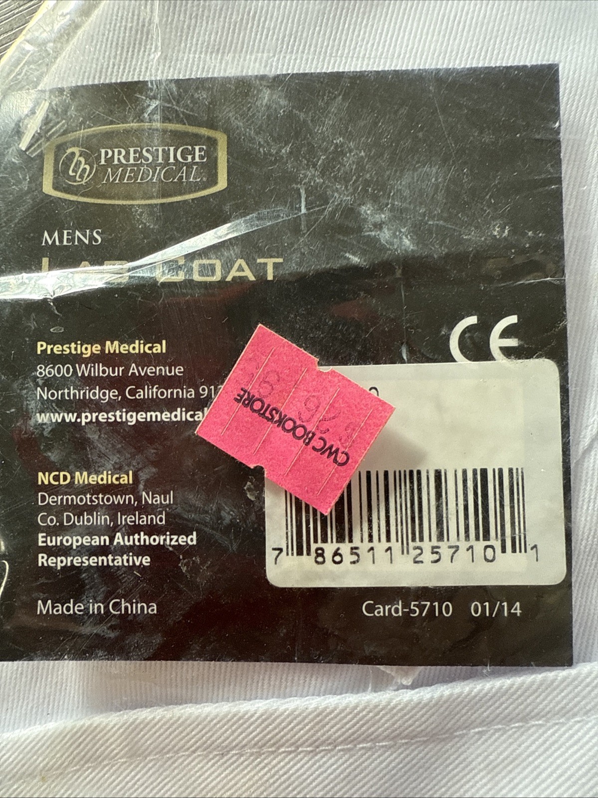 Mens Adult Prestige Medical Fashion Lab Coat Model 5710 3 Pocket Size Medium NWT