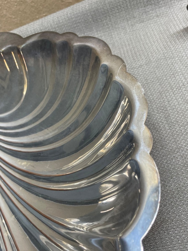 Glastonbury Silver on Copper Shell Dish footed marked 608