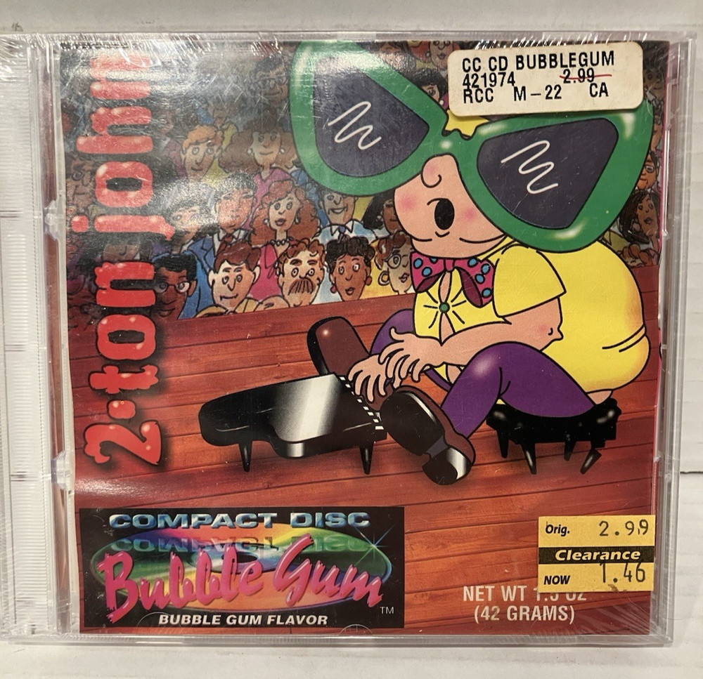 2 Ton John Compact Disc Bubble Gum MISP Elton John Spoof Unicomfis