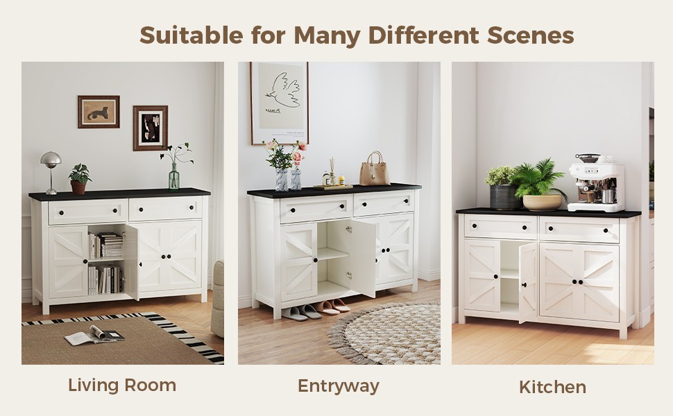 55.1in Sideboard Buffet Cabinet Kitchen Storage Sideboard With Drawers WBBF
