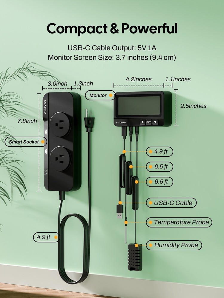 LUXBIRD Temperature Humidity Controller Smart Start Delay WiFi Remote Control CF
