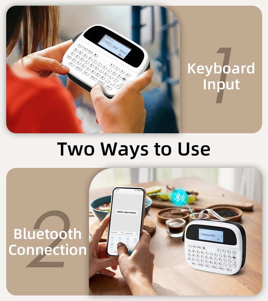 Label Maker Machine with Tapes, Label Maker Waterproof-Labels, Rechargeable B...