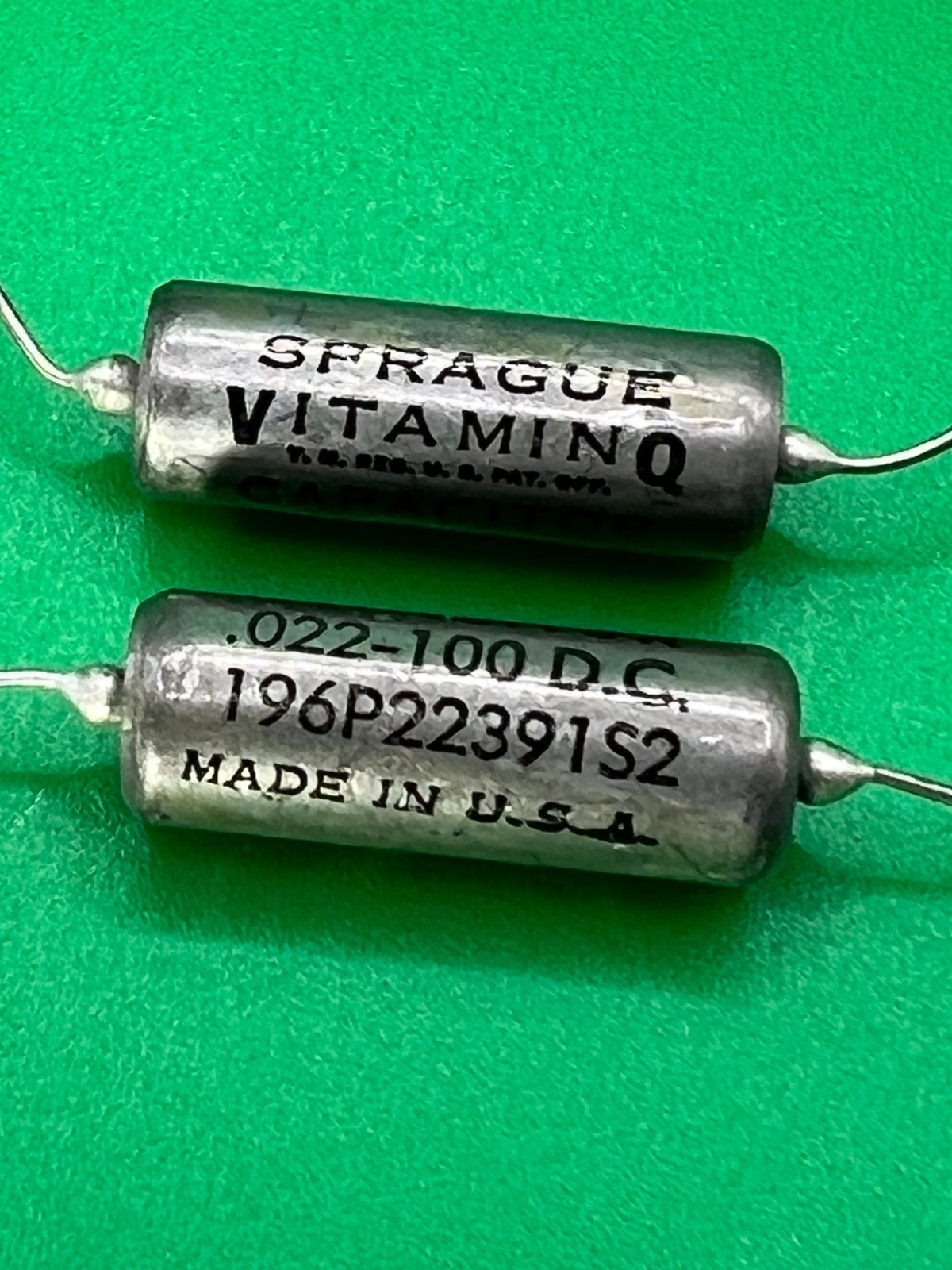 .022uf 100v +-10% Sprague Vitamin Q 196P Paper-In-Oil Tone Capacitor N.O.S.