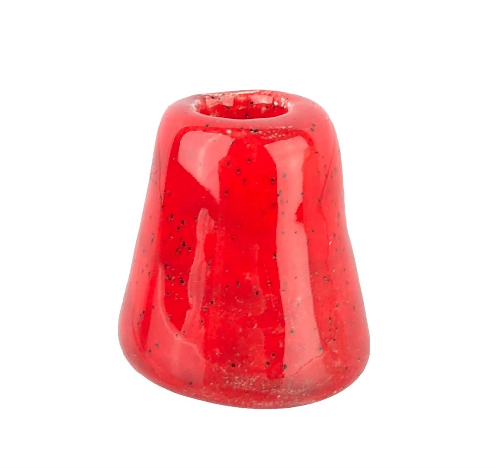Vintage Glazed Red Ceramic Bowling Pencil Holder