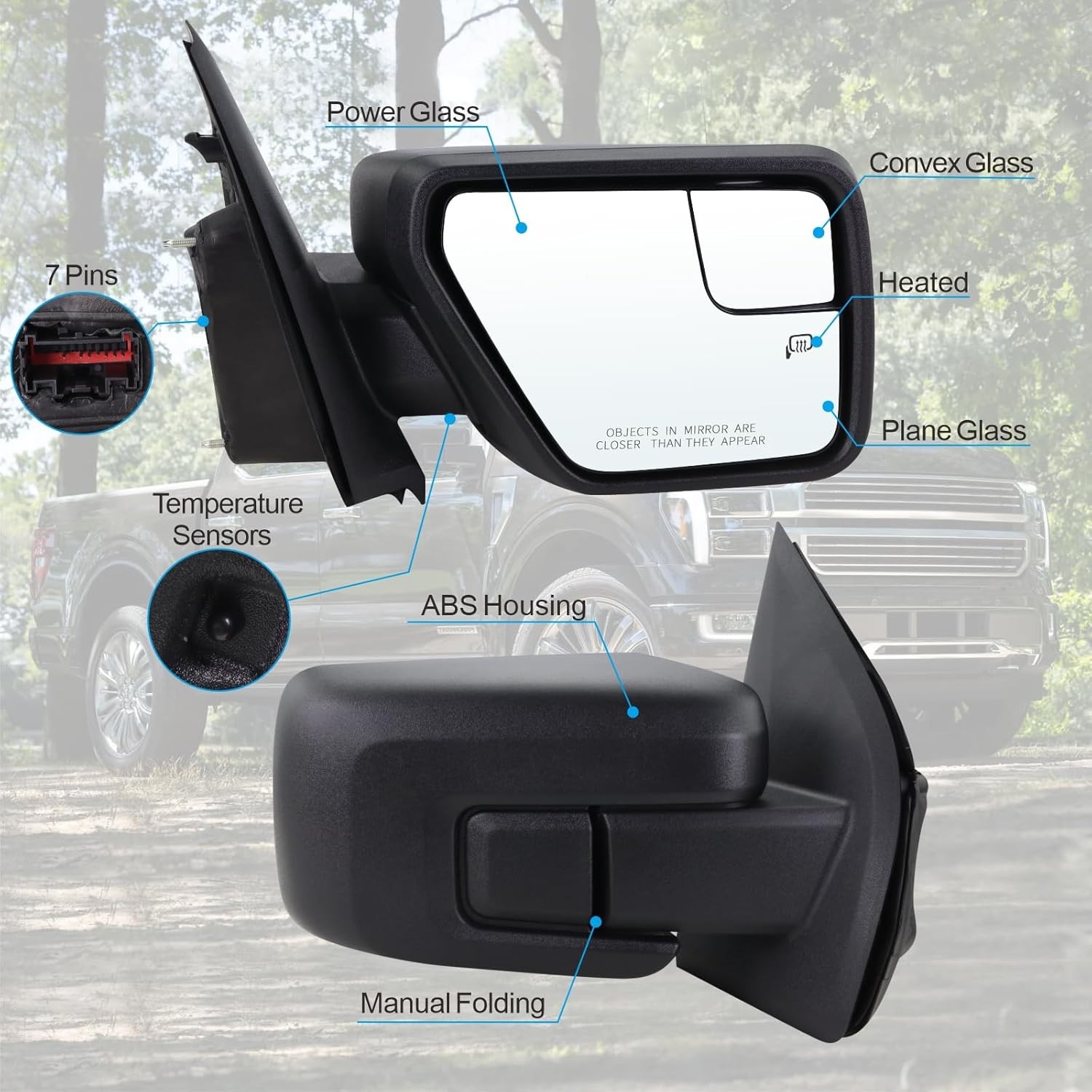 Right Passenger Side Door Mirror Compatible with 2021 2022 2023 2024 2025 Ford F