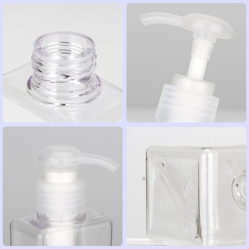 250ml (8.5oz) Pump Bottle Dispenser 2 Pack Refillable Square Plastic Lotion D...