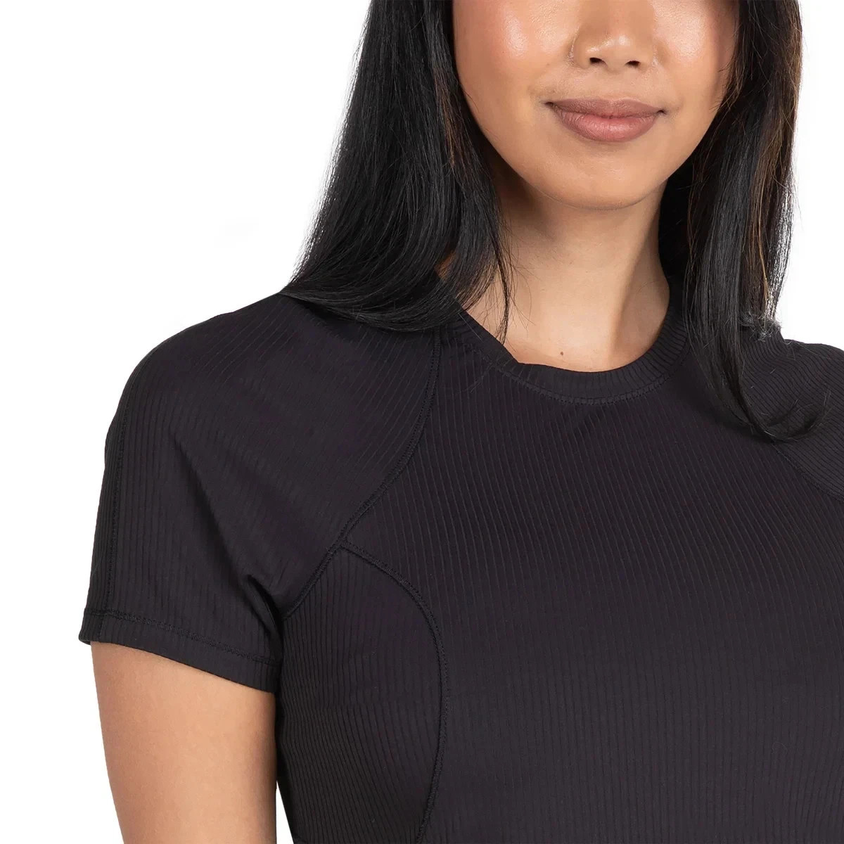 Spyder Women's Active Ribbed Short Sleeve Tee, Black, Size L