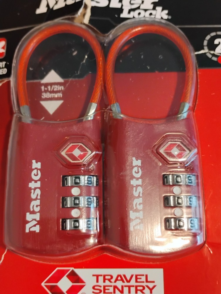 Master Lock 4688T Padlock Set, Red- 2 Pack TSA Accepted - Can Set & Reset