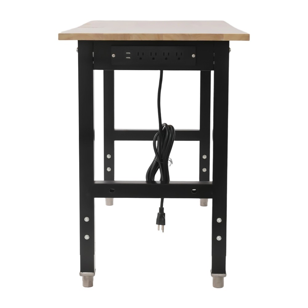 Max 2000 lbs Adjustable Height Workbench W/Power Outlets Heavy-Duty Work Table