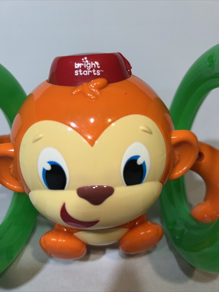 Bright Starts Light Up & Roll Orange Monkey Crawling Developmental Toy EUC