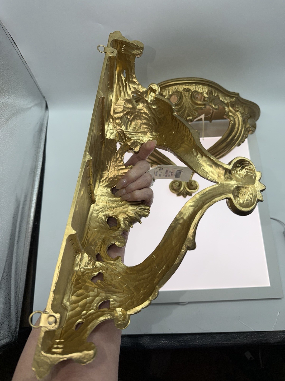 Vintage Euromarchi Italy Hollywood Regency Shelves Resin Gold Finish Wall Hang 2