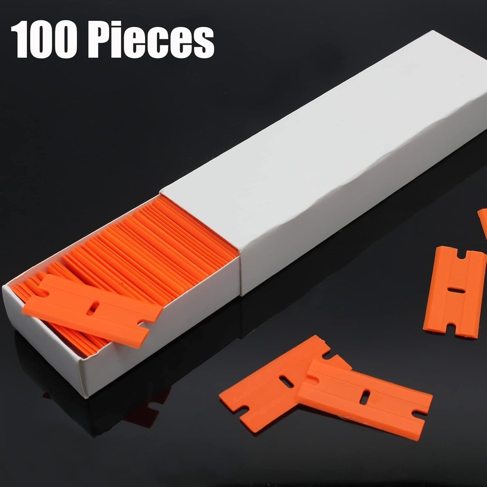 100pcs Plastic Razor Blades, Double Edged Plastic Scraper Blades Replacement for