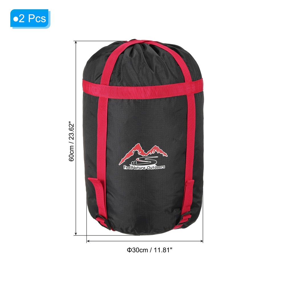 2Pcs Compression Stuff Sack L Size Waterproof Sleeping Bag Sack Black Red