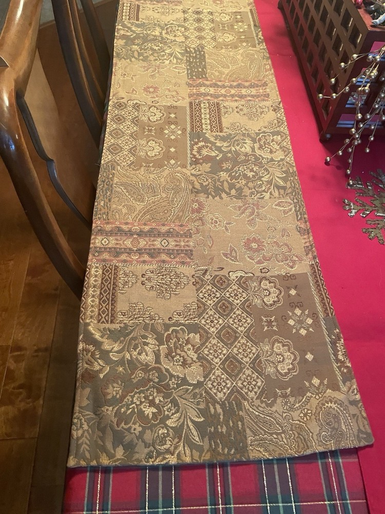 Table Runner Gold 14”x 71” Floral Design