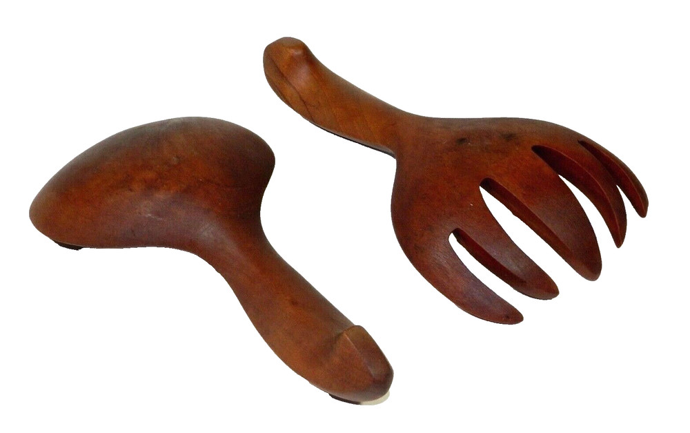 Vintage Teak Salad Serving Set Spoon Fork