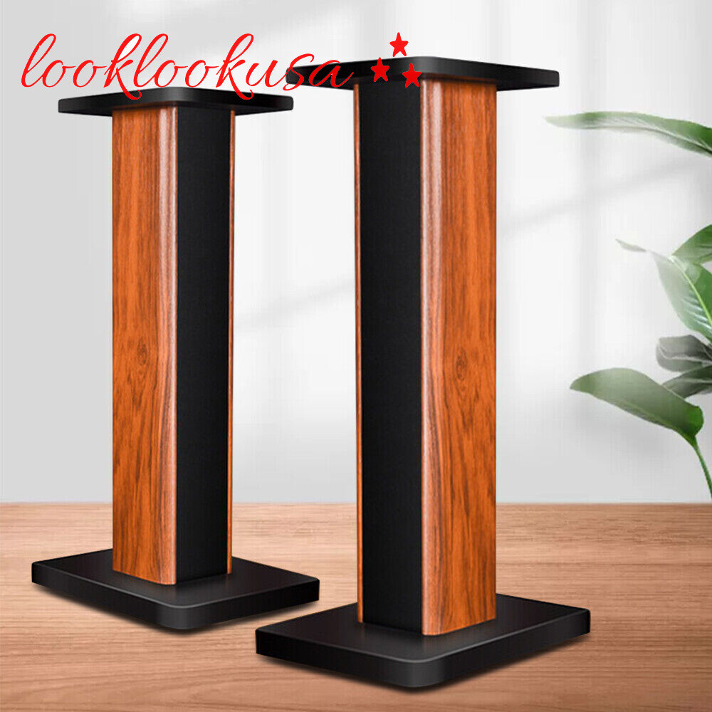 Bookshelf Floor Speaker Stands 1Pair Wood Column Home Theater Speaker Bookshelf