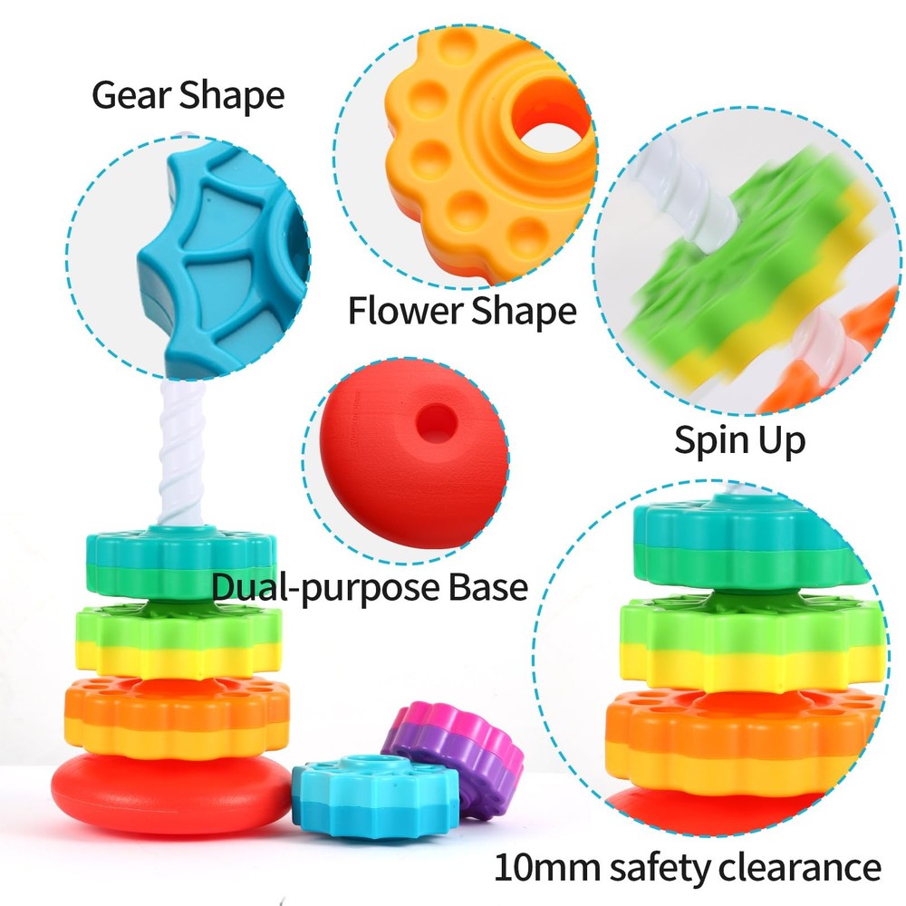 LMTNNB Spinning Stacking Toys - Rainbow Tower, Kids Stackable Small