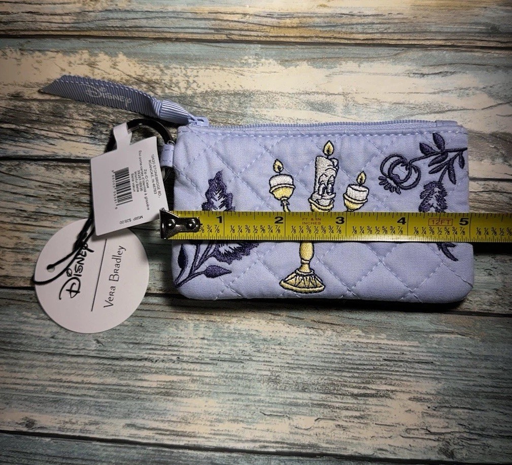 NEW Vera Bradley Disney Zip ID Case Wishful Belle🕯️Lumiere Beauty and the Beast