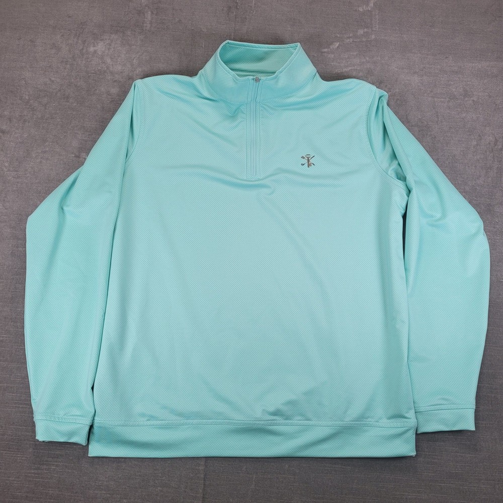Peter Millar Mens Large Mint Green 1/4 Zip Golf Pullover Logo
