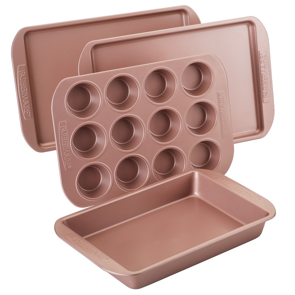 4 Piece Nonstick Bakeware Set Rose Gold