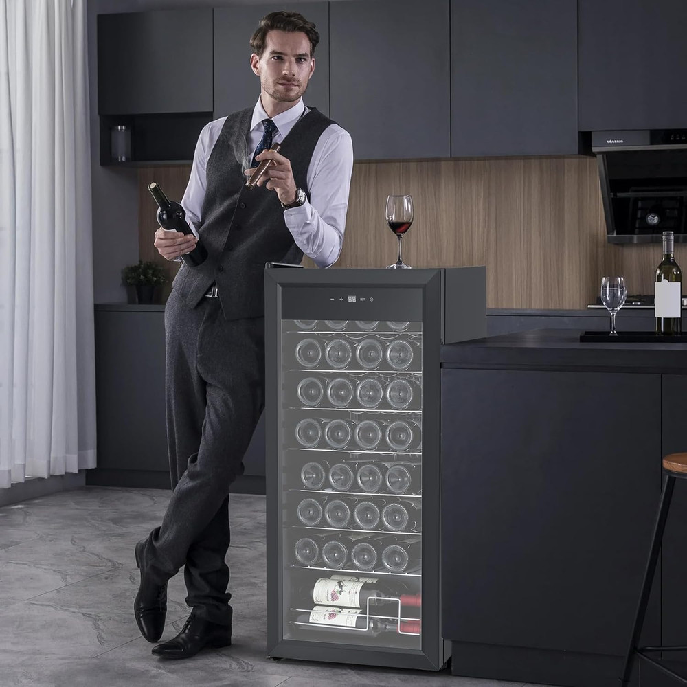 32-Bottle Wine Cellar 37 Compact Wine Cooler Digital Temperature Control