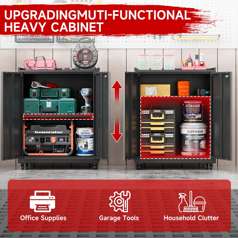 Metal Storage System, 8-Pcs Workshop Cabinet Set for Organizing Garage/Tools Box