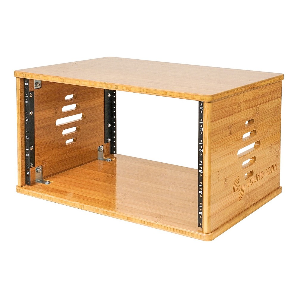 Sound Town DIY 6U Solid Bamboo Studio Rack - 14.2" Depth, Ventilation STBR-6U