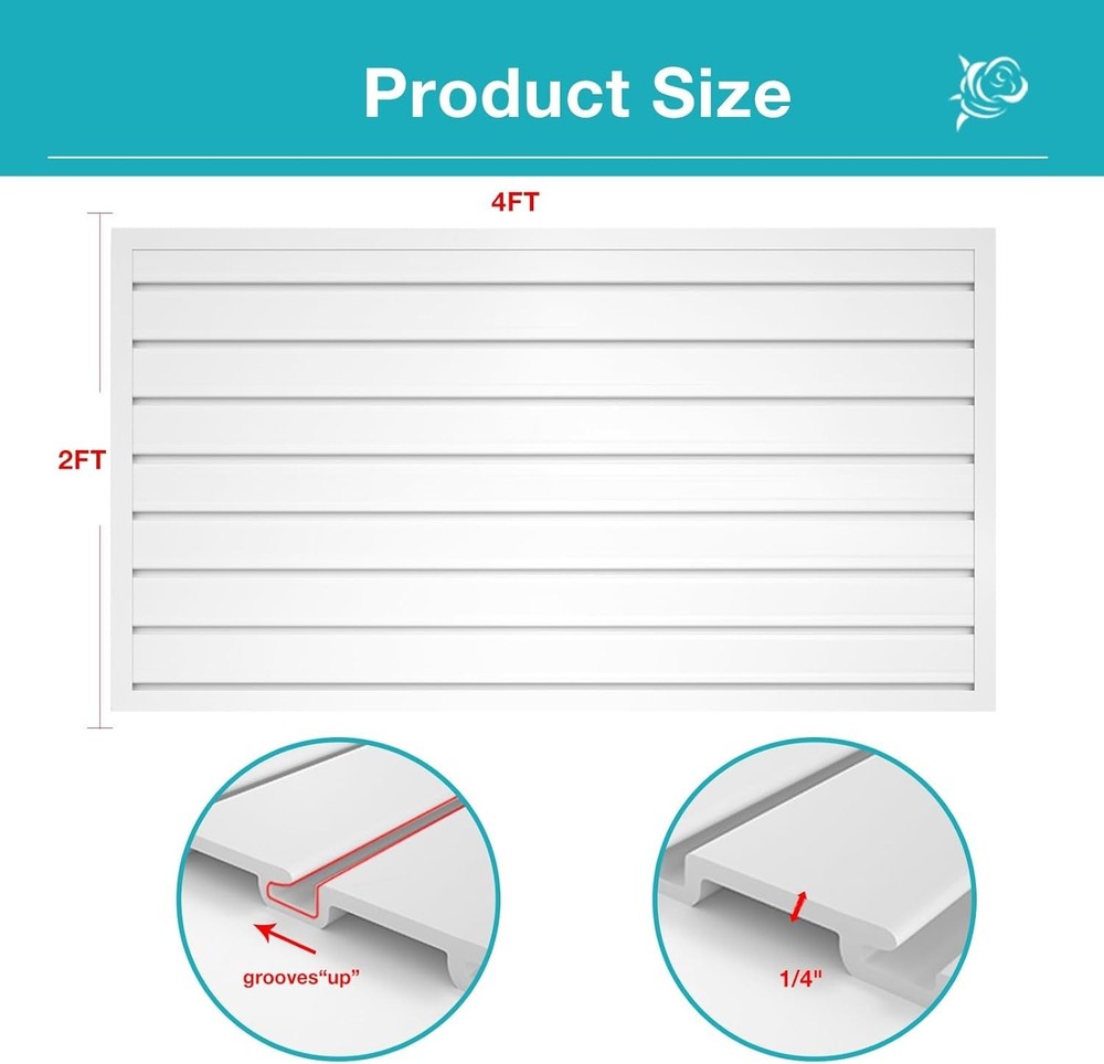 Durable PVC Slatwall Panel - Versatile Wall Mounted Storage Solution, 2x4ft