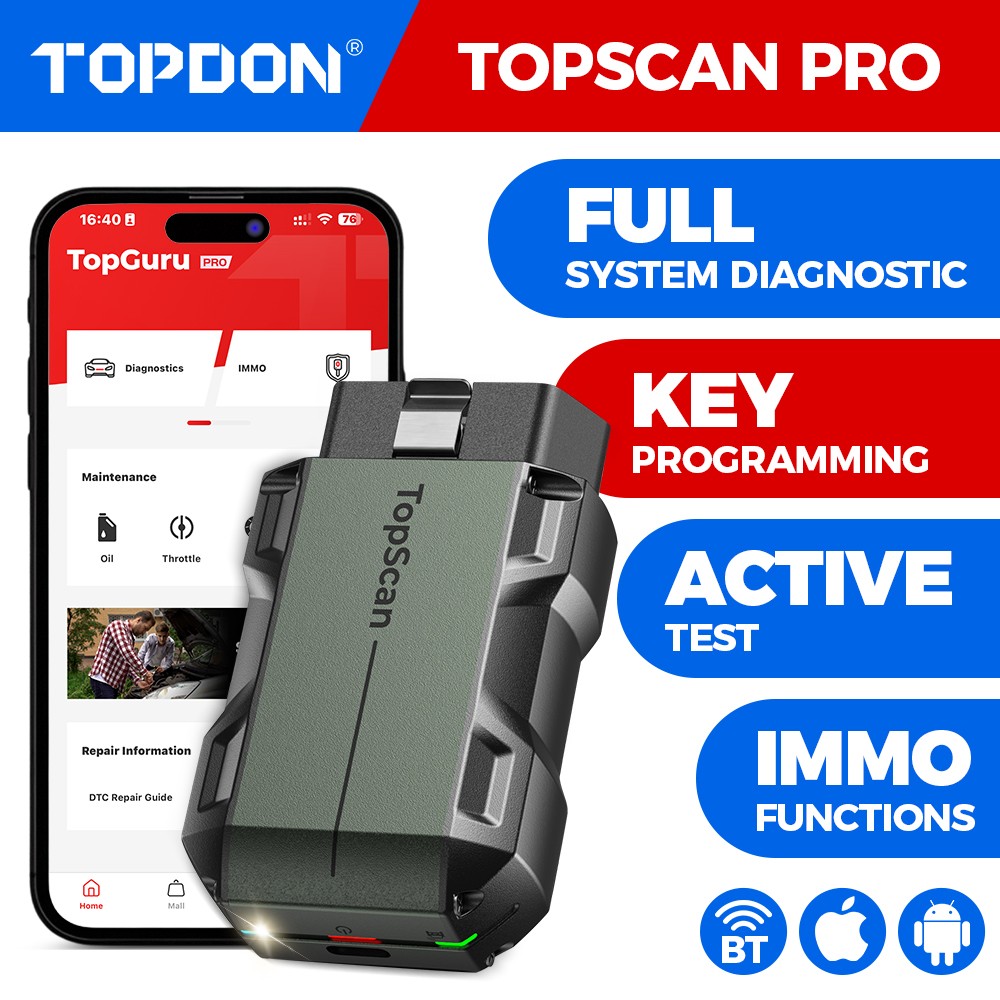 2026 TOPDON Topscan PRO Bluetooth OBD2 Scanner Key Fob Programming Bidirectional