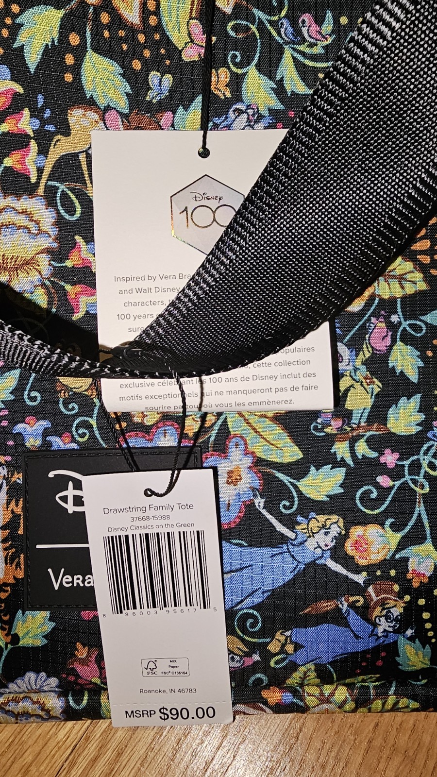 Vera Bradley Disney Classics On The Green Drawstring Family Tote NWT