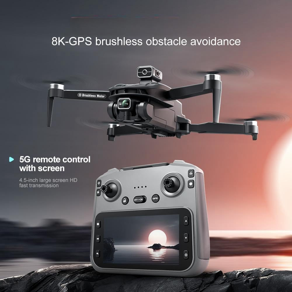 GPS Drone with 4K Camera, 4.5" LCD Display Screen Controller- 3,280Ft RC Range,