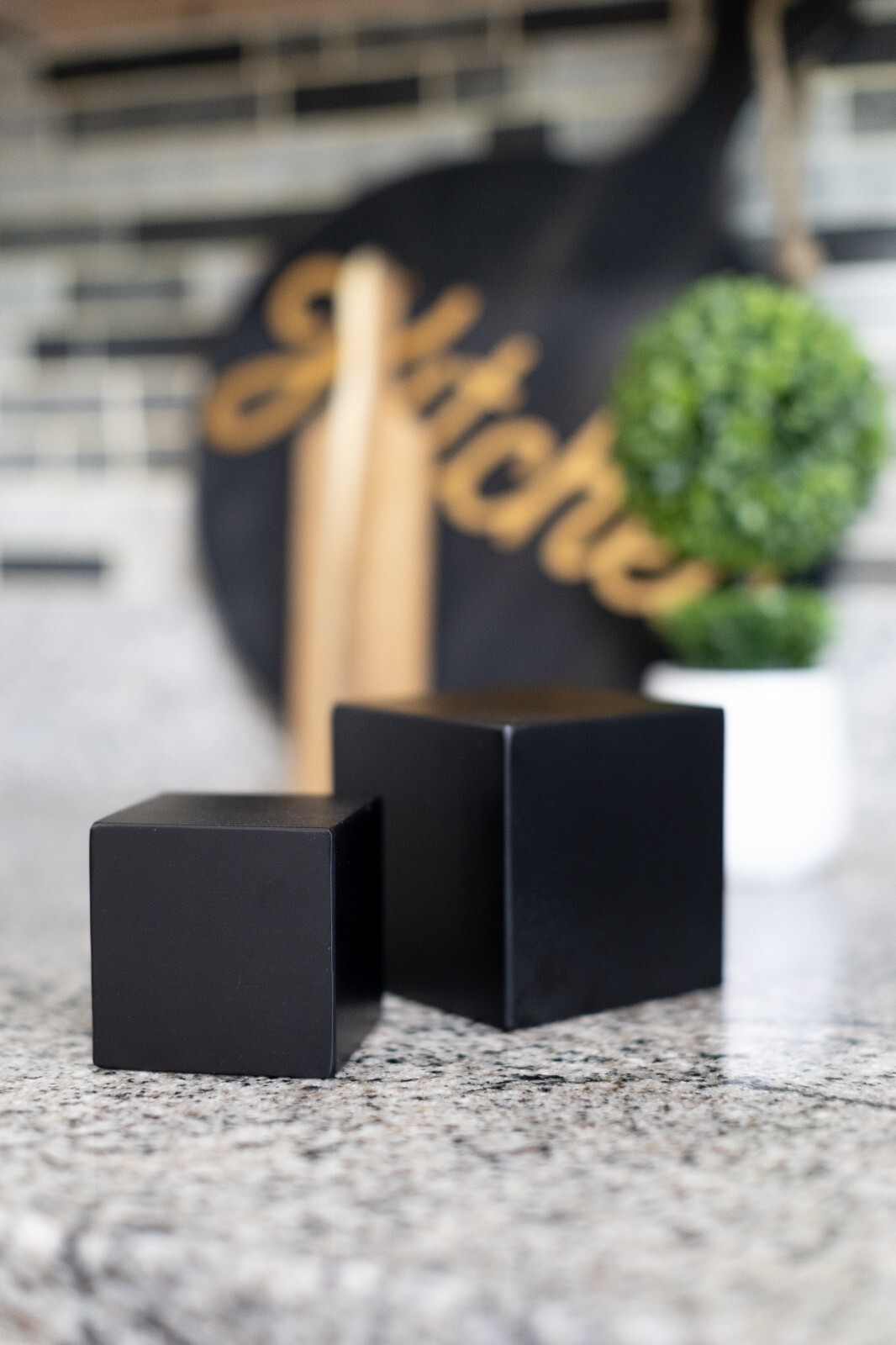 Black 3 Inch Solid Wood Block Cube 3x3x3 inches-riser, display, plant stand