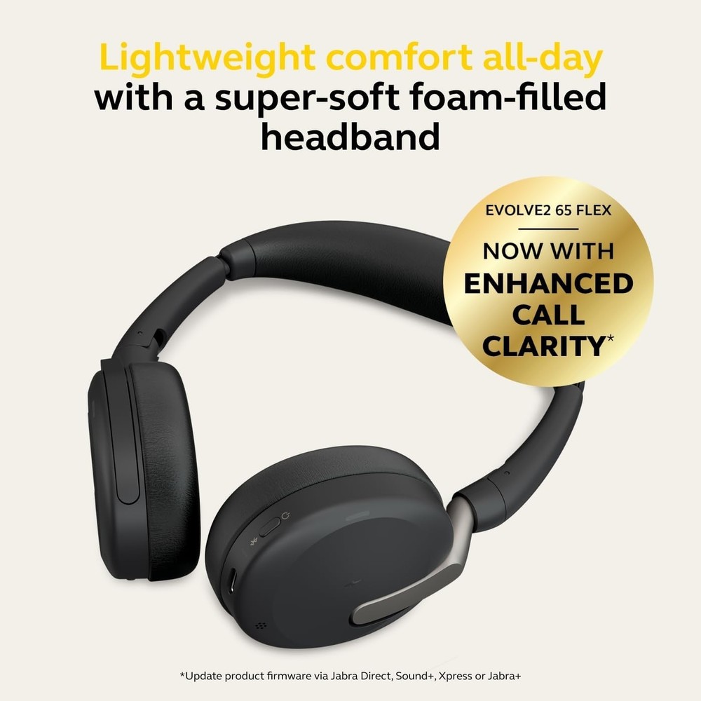 New Jabra Evolve2 65 Flex Black ANC Foldable Wireless Headset 26699-989-899-01